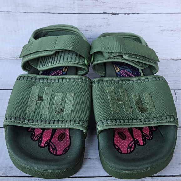 Pharrell x adidas Adilette 2.0 Sandals Hu Tribe Green Mesh Band Sz  8 Streetwear main image 7